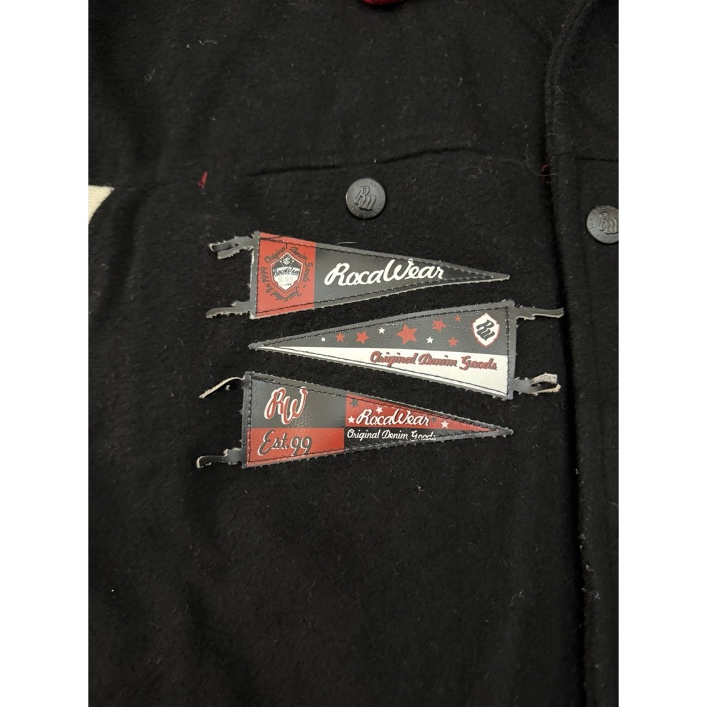 Vintage 1999 ROCAWEAR Button Up Embroidered Jacket Black Red Men's Size 2XL - Picture 4 of 11